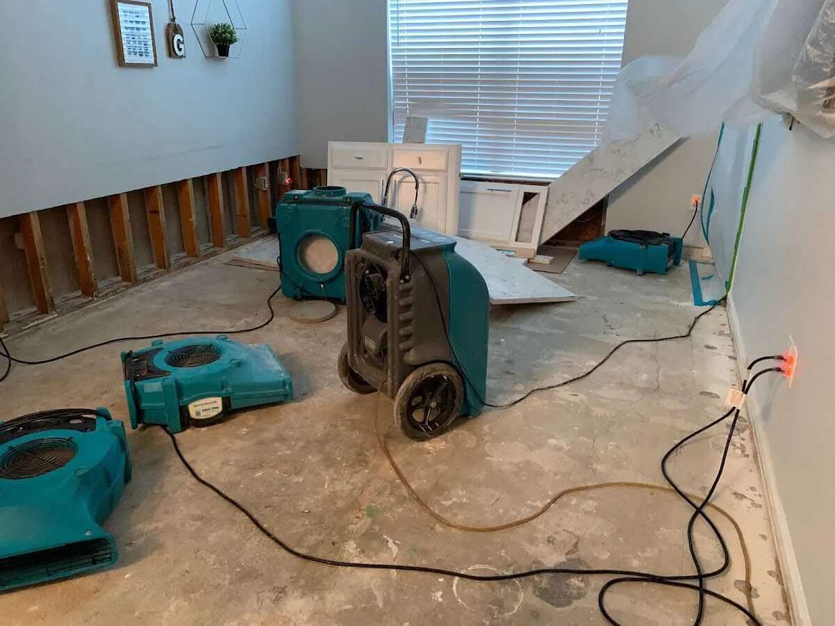 Dehumidifier in flood-cut room for Water Extraction & Removal in Parkland